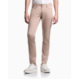 Erkek Slim Fit Pamuklu Dar Paça Deri Logo Etiketli Bej Jeans EM000121 AF22611-U1041