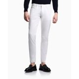 Erkek Slim Fit Pamuklu Dar Paça Deri Logo Etiketli Beyaz Jeans EM000121 AF22611-U0003