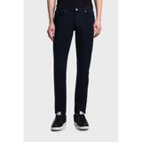 Erkek Slim Fit Pamuklu Dar Paça Deri Logo Etiketli Lacivert Jeans EM000121 AF22611-UB118