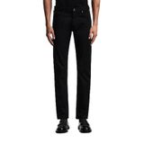 Erkek Slim Fit Pamuklu Dar Paça Deri Logo Etiketli Siyah Jeans EM000121 AF22611-UC001