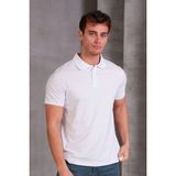 Erkek Slim Fit Pamuklu Yumuşak Doku Nefes Alan Kumaş Yakalı Tişört - Beyaz