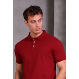 Erkek Slim Fit Pamuklu Yumuşak Doku Nefes Alan Kumaş Yakalı Tişört - Bordo