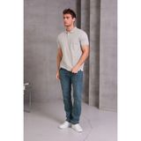 Erkek Slim Fit Pamuklu Yumuşak Doku Nefes Alan Kumaş Yakalı Tişört - Gri - 2XL