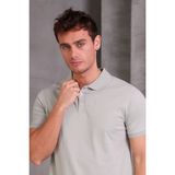 Erkek Slim Fit Pamuklu Yumuşak Doku Nefes Alan Kumaş Yakalı Tişört - Gri - XL