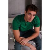 Erkek Slim Fit Pamuklu Yumuşak Doku Nefes Alan Kumaş Yakalı Tişört - Yeşil