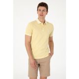 Erkek Slim Fit Polo Yaka Açık Haki Yıkamalı Basic Tişört