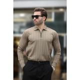 Erkek Slim Fit Polo Yaka Fermuarlı Fitilli Triko Kazak - 4001