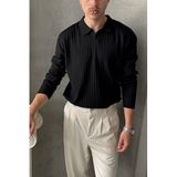 Erkek Slim Fit Polo Yaka Fitilli Triko Kazak -26107