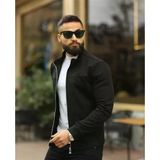 Erkek Slim Fit Siyah Süet Fermuarlı Ceket-6954