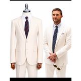 Erkek Slim Fit Takım Elbise, Bej, Pamuklu, Standart Boy, Sivri Yaka, Uzun Kol, 54 Beden