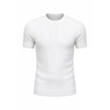 Erkek Slim Fit Triko Tişört Bisiklet Yaka Çizgili Modern Şık Tasarım