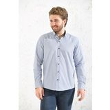 Erkek Slim Fit Uzun Kol Pöti Kareli Yaka Düğmeli Hediye Kutulu Gömlek - Gri