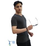 Erkek Slim Fit V Yaka Tişört - Dar Kesim Basic Günlük T-Shirt Antrasit