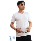 Erkek Slim Fit V Yaka Tişört - Dar Kesim Basic Günlük T-Shirt Beyaz - XL