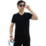 Erkek Slim Fit V Yaka Tişört - Dar Kesim Basic Günlük T-Shirt Siyah