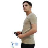 Erkek Slim Fit V Yaka Tişört - Dar Kesim Basic Günlük T-Shirt Vizon - XL