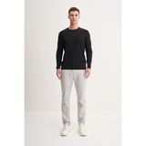 Erkek Slim Fit Viskon Kumaş Premium Bisiklet Yaka Kazak - Siyah - 2XL
