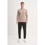 Erkek Slim Fit Viskon Kumaş Premium Bisiklet Yaka Kazak - Siyah
