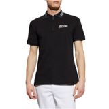 Erkek Slim Fit Yarı Fermuar Kapamalı Pamuklu Kısa Kollu Yakası Logo Baskılı Siyah Polo Yaka T-Shirt 78GAGT03CJ01T-899