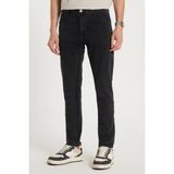 Erkek Slim Fit Yıkamalı Taşlamalı Esnek Kot Düz Paça Tapered Siyah Pantolon