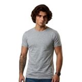 Erkek Slimfit Dar Kalıp Bisiklet Yaka Likralı Düz Tişört (Gri, 2XL)