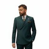 Erkek SlimFit Fermuarlı Takım Elbise, Koyu Yeşil, (4, KOYU YEŞİL, 52)