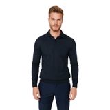 Erkek Smart Polo Yaka Triko Kazak Fitted Kalıp Uzun Kollu Günlük Tarz İçin İdeal Seçim Kaliteli -Lacivert-M