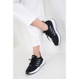 Erkek Sneaker Ayakkabı Boost Desenli Ortopedik Fileli Triko Hafif Taban Sneaker Günlük Yürüyüş Spor Ayakkabı - Siyah - Beyaz
