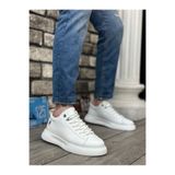 Erkek Sneaker Günlük Rahat Yürüyüş Ayakkabısı Bağcıklı Kaymaz Taban Yumuşak İç Taban Nefes Alabilen Ayak Destekli Beyaz Suni Deri BESKAR BA0331
