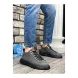 Erkek Sneaker Günlük Rahat Yürüyüş Ayakkabısı Bağcıklı Kaymaz Taban Yumuşak İç Taban Nefes Alabilen Ayak Destekli Füme Suni Deri BESKAR BA0331