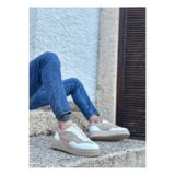 Erkek Sneaker Günlük Rahat Yürüyüş Ayakkabısı Bağcıklı Kaymaz Taban Yumuşak İç Taban Nefes Alabilen Ayak Destekli Krem Süet Dokulu BESKAR BA0802