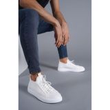 Erkek Sneaker Günlük Rahat Yürüyüş Ayakkabısı Bağcıklı Nefes Alabilen Ergonomik Konfor Uzun Süreli Rahatlık Beyaz Triko Dokulu BESKAR KB 112
