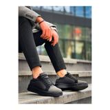 Erkek Sneaker Günlük Rahat Yürüyüş Ayakkabısı Bağcıklı Yüksek Taban Ergonomik Konfor Uzun Süreli Rahatlık Rahat Kalıp Siyah Düz Dokulu BESKAR KB X46