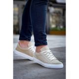 Erkek Sneaker Günlük Rahat Yürüyüş Ayakkabısı Bağcıklı Yüksek Taban Hafif Nefes Alabilen Uzun Süreli Rahatlık Modern Bej Süet Dokulu BESKAR KB 122