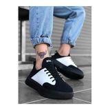 Erkek Sneaker Günlük Rahat Yürüyüş Ayakkabısı Bağcıklı Yüksek Taban Kaymaz Taban Nefes Alabilen Ergonomik Konfor Siyah Suni Deri BESKAR BA0163
