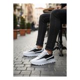 Erkek Sneaker Günlük Rahat Yürüyüş Ayakkabısı Bağcıklı Yüksek Taban Şehir Ofis Seyahat Kullanımı Ergonomik Konfor Beyaz Düz Dokulu BESKAR BA0246