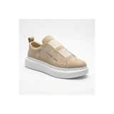 Erkek Sneaker Günlük Rahat Yürüyüş Ayakkabısı Çift Bantlı Yüksek Taban Kaymaz Taban Yumuşak İç Taban Hafif Rahat Kalıp Krem Süet Dokulu BESKAR BA0307