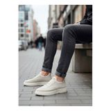 Erkek Sneaker Günlük Rahat Yürüyüş Ayakkabısı Esnek Taban Ergonomik Konfor Uzun Süreli Rahatlık Casual Spor Stil Bej Triko-Deri Dokulu BESKAR BA0911