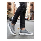 Erkek Sneaker Günlük Rahat Yürüyüş Ayakkabısı Esnek Taban Ergonomik Konfor Uzun Süreli Rahatlık Casual Spor Stil Gri Triko-Deri Dokulu BESKAR BA0911