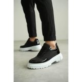 Erkek Sneaker Günlük Rahat Yürüyüş Ayakkabısı Kaymaz Taban Ergonomik Konfor Uzun Süreli Rahatlık Rahat Kalıp Siyah Rugan-Paraşüt Dokulu BESKAR KB X201