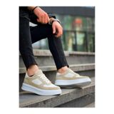 Erkek Sneaker Günlük Rahat Yürüyüş Ayakkabısı Yüksek Taban Ayak Destekli Uzun Süreli Rahatlık Casual Spor Stil Bej Keten-Süet Dokulu BESKAR KB X8