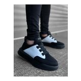 Erkek Sneaker Günlük Rahat Yürüyüş Ayakkabısı Yüksek Taban Kaymaz Taban Ayak Destekli Casual Spor Stil Rahat Kalıp Siyah Düz Dokulu BESKAR BA0160