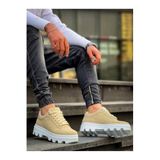 Erkek Sneaker Günlük Rahat Yürüyüş Ayakkabısı Yüksek Taban Kaymaz Taban Yumuşak İç Taban Uzun Süreli Rahatlık Modern Bej Süet Dokulu BESKAR KB 056