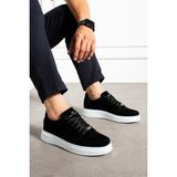 Erkek Sneaker Günlük Spor Ayakkabı Yüksek Taban - Rahat Tasarım Q7 - Siyah - Beyaz