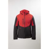 Erkek Softshell Kışlık Kapüşonlu Mont Rüzgar Geçirmez Su İtici İçi Polarlı Kırmızı Siyah