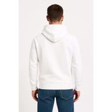 Erkek Sokak Stili Beyaz Üç İplik Kapüşonlu Kanguru Cepli Hoodie Sweatshirt