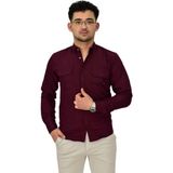 Erkek Spor Likralı Gömlek BGL-ST04343 BORDO 2XL