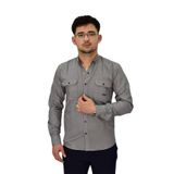 Erkek Spor Likralı Gömlek BGL-ST04343 GRİ XL