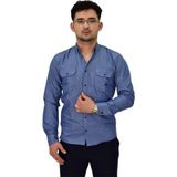 Erkek Spor Likralı Gömlek BGL-ST04343 İNDİGO 3XL