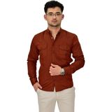 Erkek Spor Likralı Gömlek BGL-ST04343 KİREMİT 4XL